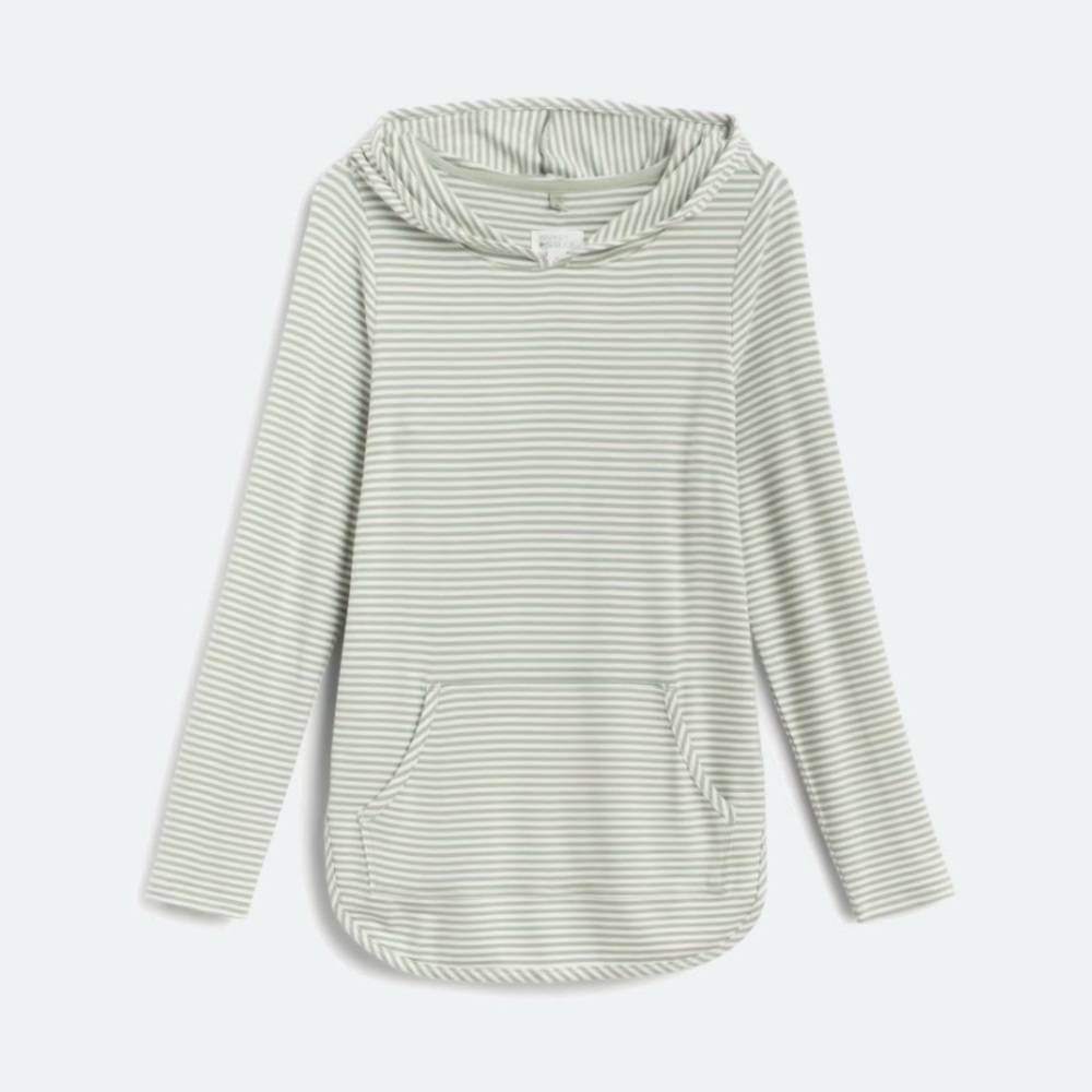 Market & Spruce Milania French Terry hoodie. Mint/white striped, M, NWOT